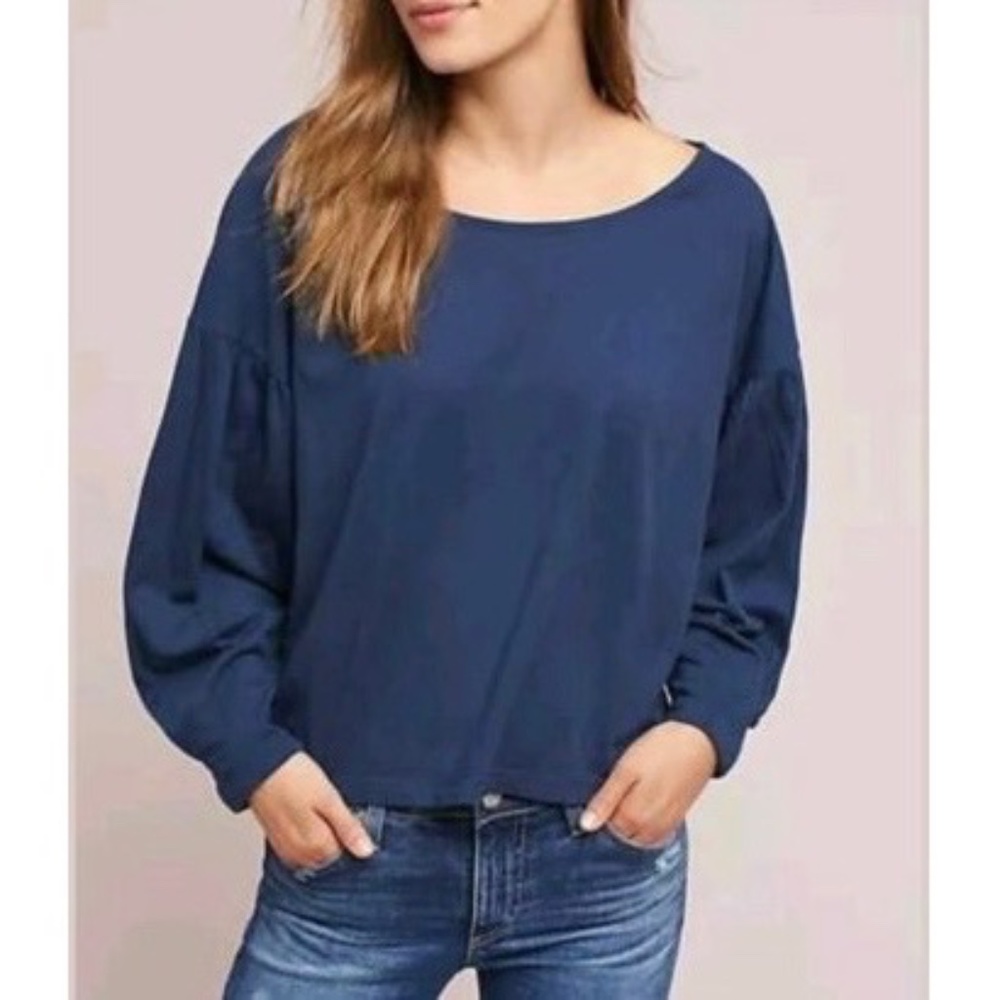 t.la | Anthro NWT Long Balloon Sleeve Bout Neck Jersey Knit Comfy Top